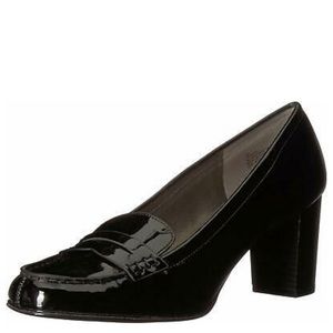 Bandolino Patent Leather Loafer Block Heels in Black
